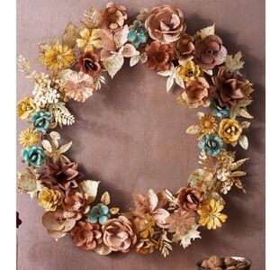 New Sundance Catalog iron rustic blossoms wreath